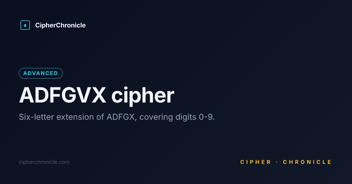 ADFGVX cipher — Decode Online | CipherChronicle