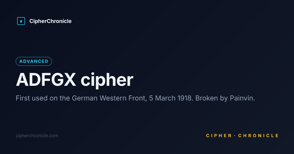 ADFGX cipher — Decode Online | CipherChronicle