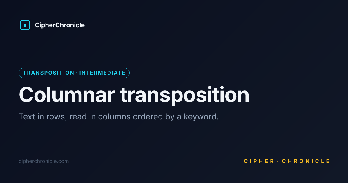 Columnar transposition — Decode Online | CipherChronicle