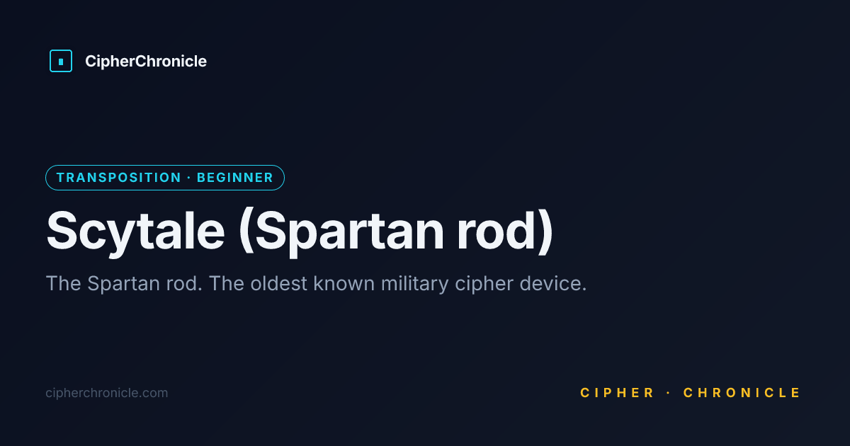Spatans Method Scytale (Spartan rod) — Decode Online | CipherChronicle