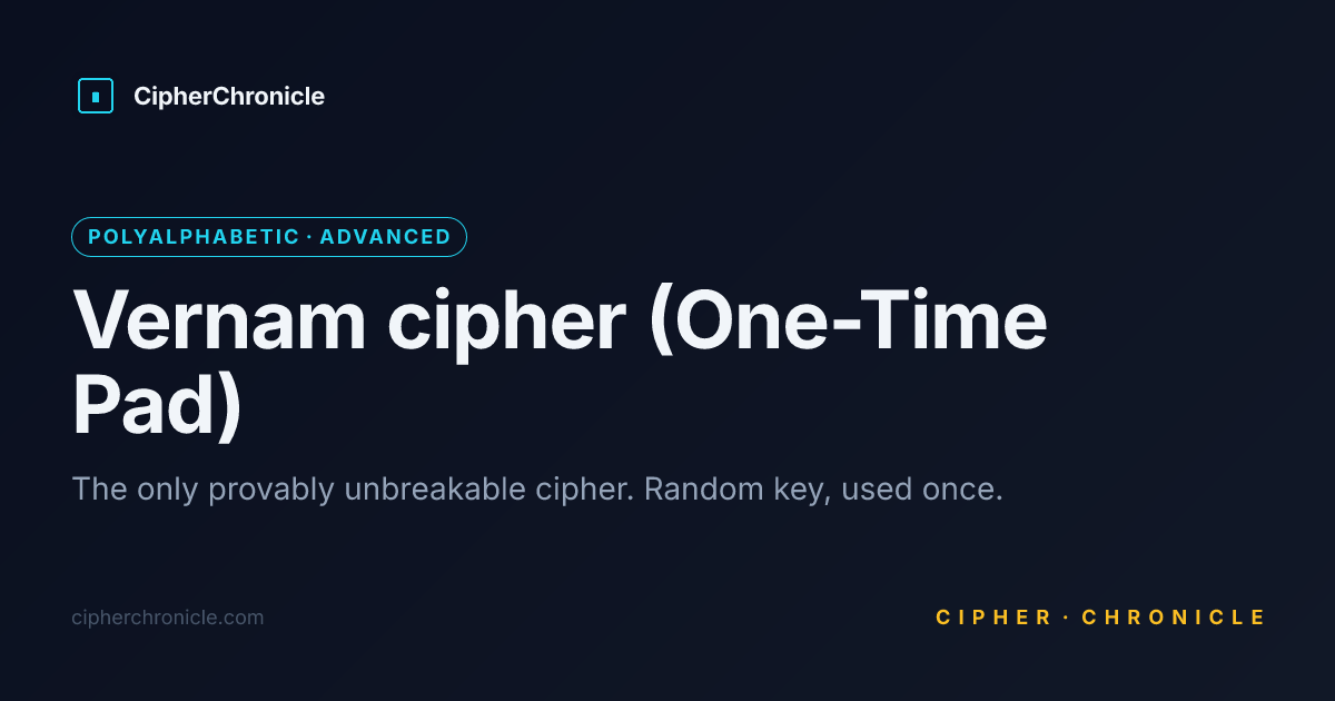 Vernam cipher (One-Time Pad) — Decode Online | CipherChronicle